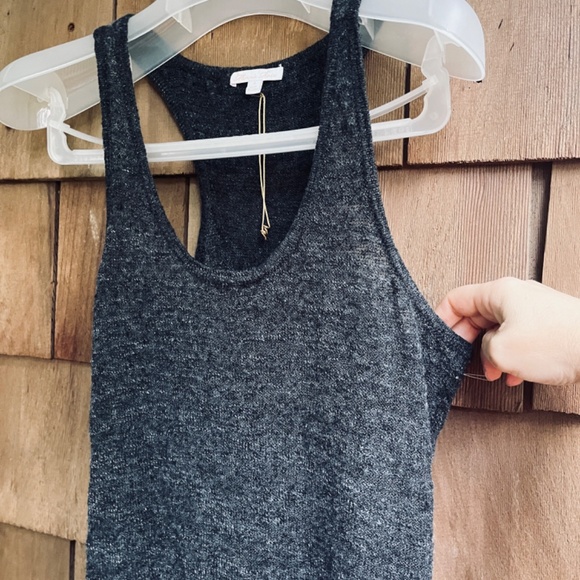 Minnie Rose Tank Top Tunic Size S Linen Dark Gray Melange Knit Casual Soft - Picture 6 of 11